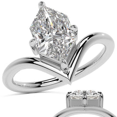 Duchess Marquise NSEW V-Shaped Moissanite Solitaire Ring