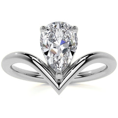 Pear NSEW V-Shaped Moissanite Solitaire Ring