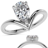 Pear NSEW V-Shaped Moissanite Solitaire Ring