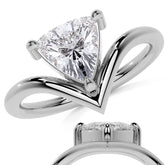 Trillion NSEW V-Shaped Moissanite Solitaire Ring
