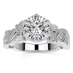 Round Floral Cathedral Moissanite Engagement Ring with Tulip Prong