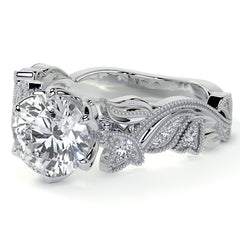 Round Floral Cathedral Moissanite Engagement Ring with Tulip Prong