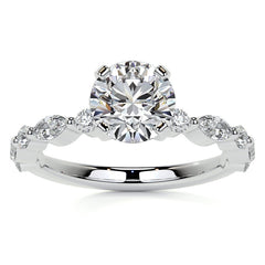 Marquise and Round Single Prong Scalloped Moissanite Engagement Ring