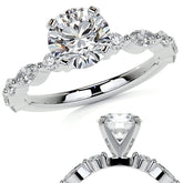 Marquise and Round Single Prong Scalloped Moissanite Engagement Ring