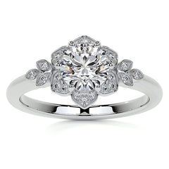 Round Petal Inspired Moissanite Engagement Ring