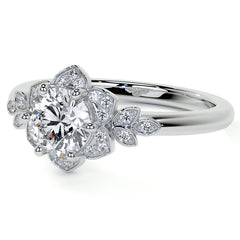 Round Petal Inspired Moissanite Engagement Ring