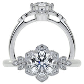 Round Petal Inspired Moissanite Engagement Ring