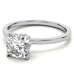 Petite Cushion Moissanite Collar Engagement Ring