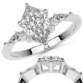 Marquise and Kite Cut Moissanite 3-Stone Engagement Ring