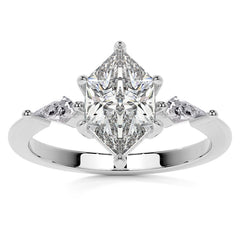Marquise and Kite Cut Moissanite 3-Stone Engagement Ring