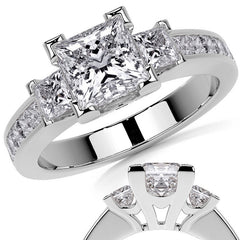 Princess 3-Stone Channel Moissanite Engagement Ring