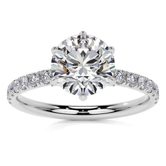 6-Prong Round Cathedral Moissanite Engagement Ring with Hidden