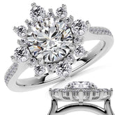 Round Sunburst Inspired Moissanite Engagement Ring