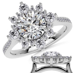 Round Sunburst Inspired Moissanite Engagement Ring