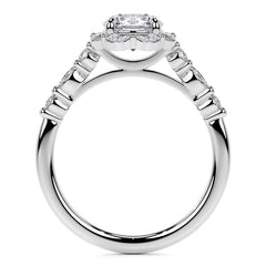 Round and Marquise Halo Moissanite Cathedral Engagement Ring