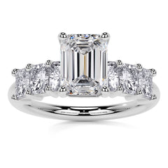 Emerald / Radiant Shared Prong Moissanite Engagement Ring