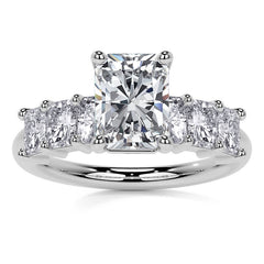 Emerald / Radiant Shared Prong Moissanite Engagement Ring