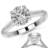 4-Prong Round Brilliant Moissanite Cathedral Lace Engagement Ring