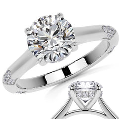 4-Prong Round Brilliant Moissanite Cathedral Lace Engagement Ring