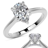 Pear Cathedral Moissanite Engagement Ring with Hidden Halo