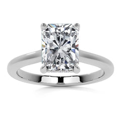 Emerald / Radiant Cathedral Moissanite Engagement Ring with Hidden