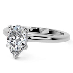 Pear Cathedral Moissanite Engagement Ring with Hidden Halo
