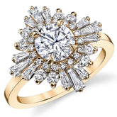 Art Deco Round Moissanite Engagement Ring