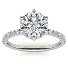 Round Brilliant Moissanite Engagement Ring with Diamond Accented