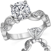 Floral Scroll Moissanite Engagement Ring