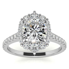 Cushion Moissanite Graduated Halo Engagement Ring