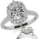 Cushion Moissanite Graduated Halo Engagement Ring