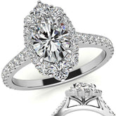 Oval Moissanite Graduated Halo Engagement Ring