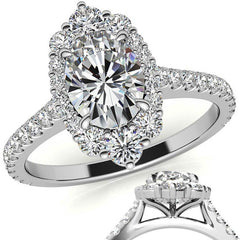 Oval Moissanite Graduated Halo Engagement Ring