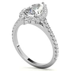 Pear Moissanite Graduated Halo Engagement Ring