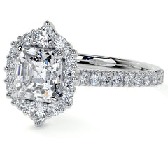 Asscher Moissanite Graduated Halo Engagement Ring