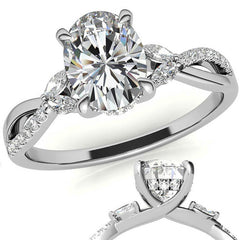 Split Shank Marquise and Oval Moissanite Engagement Ring