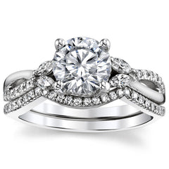Split Shank Marquise and Round Brilliant Moissanite Engagement Ring