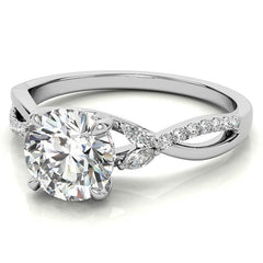 Split Shank Marquise and Round Brilliant Moissanite Engagement Ring