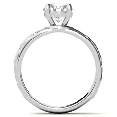 Filigree Scroll Round Brilliant Moissanite Engagement Ring