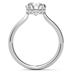 Round 4-Prong Hidden Halo H&A Moissanite Engagement Ring