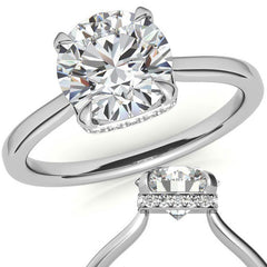 Round 4-Prong Hidden Halo H&A Moissanite Engagement Ring