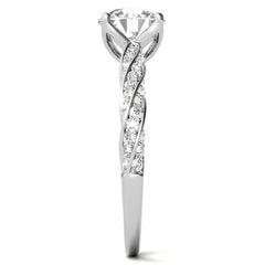 Helix Twisted Tulip Prongs Round Brilliant Moissanite Ring