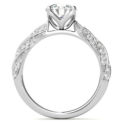 Helix Twisted Tulip Prongs Round Brilliant Moissanite Ring