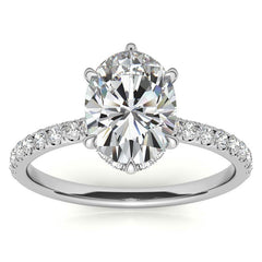 Oval 6-Prong Hidden Halo Moissanite Engagement Ring