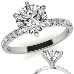 1.7mm 6-Claw Prong Round Brilliant Moissanite Engagement Ring