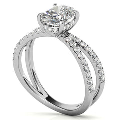 Split Shank Hidden Halo Oval Moissanite Engagement Ring