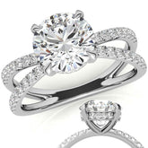 Split Shank Hidden Halo Round Brilliant Moissanite Engagement Ring