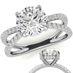 Split Shank Hidden Halo Round Brilliant Moissanite Engagement Ring