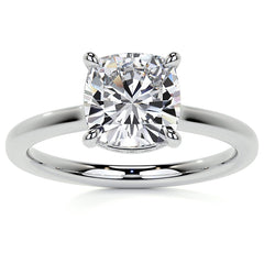 Cushion 4-Prong Hidden Halo Moissanite Engagement Ring