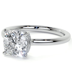 Cushion 4-Prong Hidden Halo Moissanite Engagement Ring